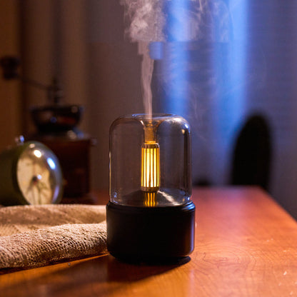 Candlelight Aroma Humidifier – Flickering LED Glow Diffuser