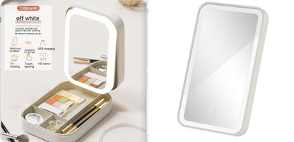 LED Makeup Storage Box with Mirror – Lighted Vanity Organiser with Touch Control