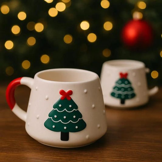Pine Tree Ceramic Mugs — Set of 2