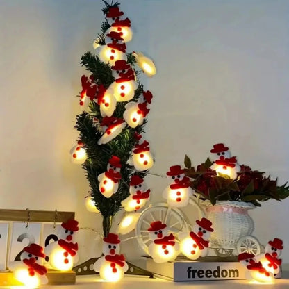 1pc 10 LED Plush Snowman String Lights, Christmas
