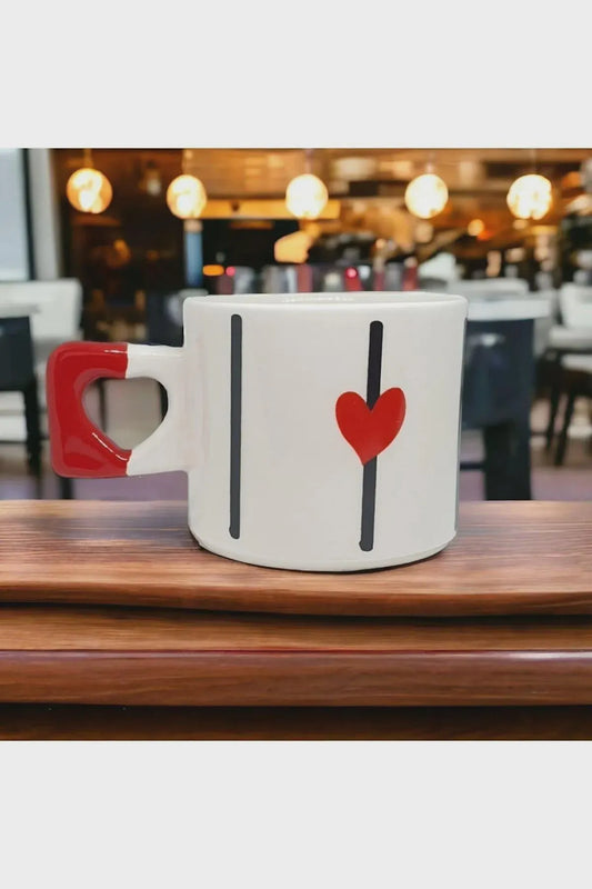 Ceramic Heart Mugs — Set of 2