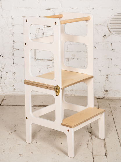 2-in-1 White Foldable Kitchen Helper & Table
