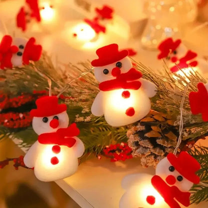 1pc 10 LED Plush Snowman String Lights, Christmas