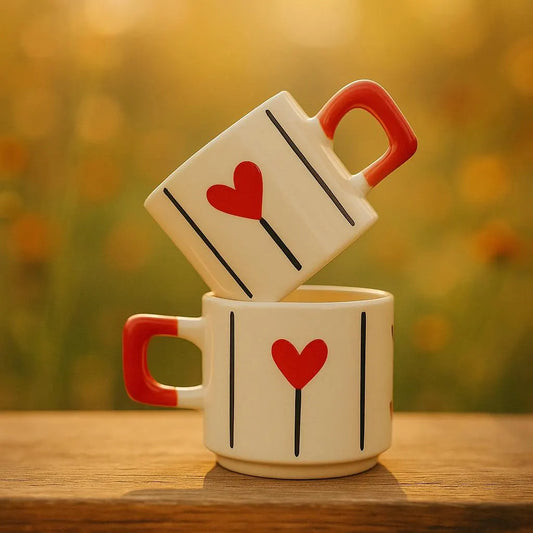 Ceramic Heart Mugs — Set of 2