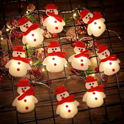1pc 10 LED Plush Snowman String Lights, Christmas