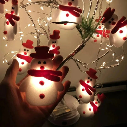 1pc 10 LED Plush Snowman String Lights, Christmas