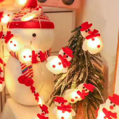 1pc 10 LED Plush Snowman String Lights, Christmas