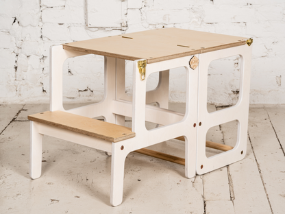 2-in-1 White Foldable Kitchen Helper & Table