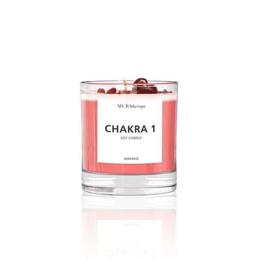 Chakra 1 Red Jasper Gemstone Candle