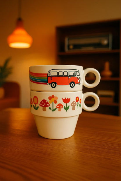 Rainbow Car Espresso Cups — Set of 2