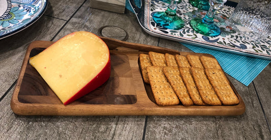 End Grain Acacia Cheeseboard with Knife