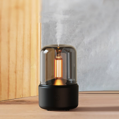 Candlelight Aroma Humidifier – Flickering LED Glow Diffuser