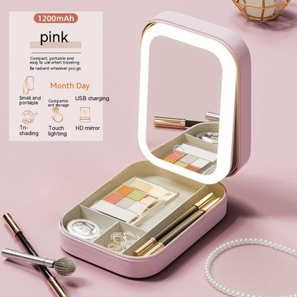LED Makeup Storage Box with Mirror – Lighted Vanity Organiser with Touch Control