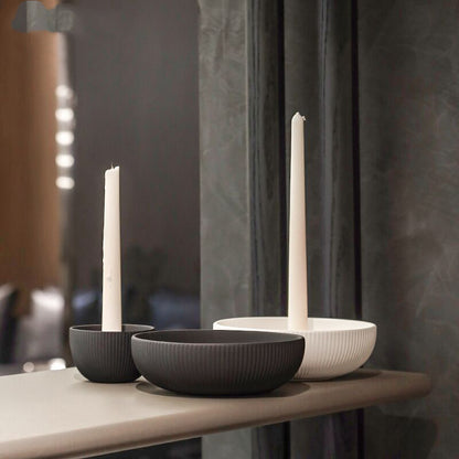 Handmade Ceramic Candle Tray & Holder – Matte White Porcelain Home Decor