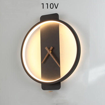 Modern Nordic Bedside Wall Lamp with Clock