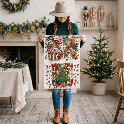Merry Gingerbread Christmas Kitchen Towel