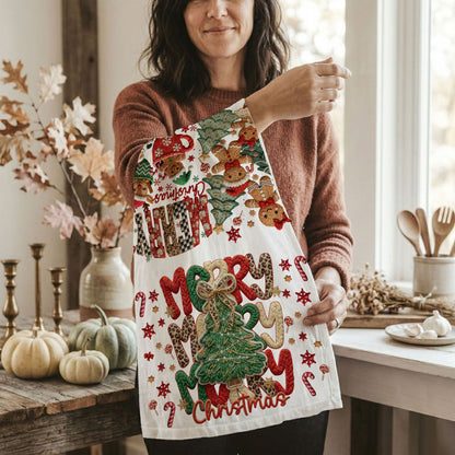Merry Gingerbread Christmas Kitchen Towel