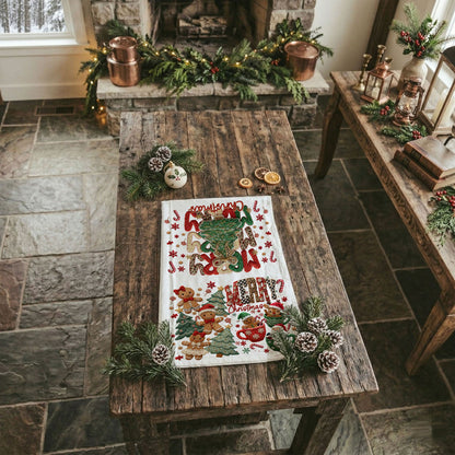 Merry Gingerbread Christmas Kitchen Towel