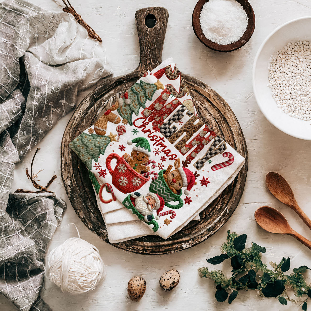 Merry Gingerbread Christmas Kitchen Towel