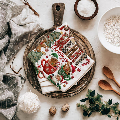 Merry Gingerbread Christmas Kitchen Towel