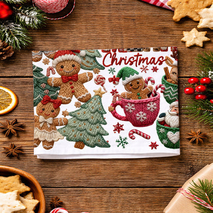 Merry Gingerbread Christmas Kitchen Towel