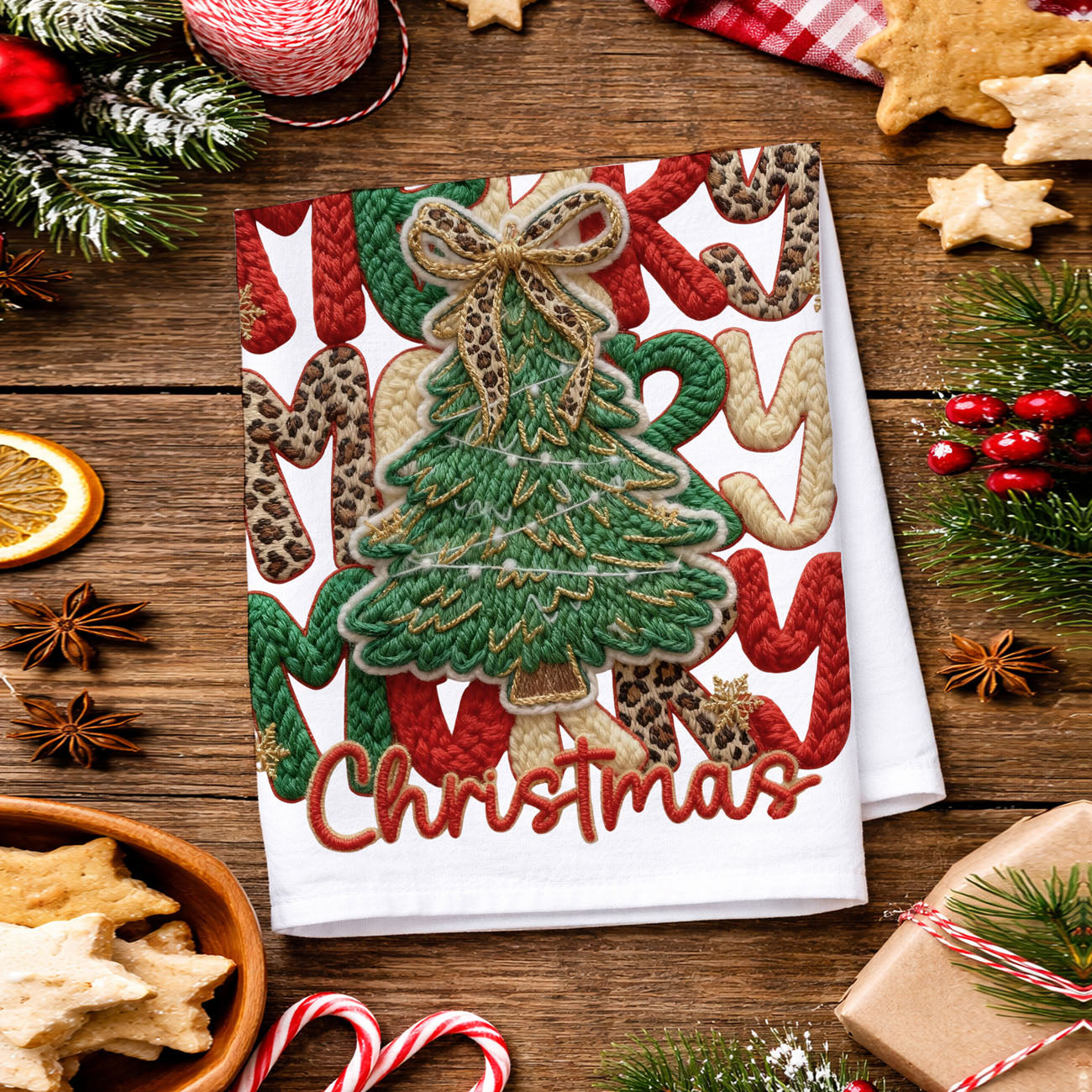 Merry Gingerbread Christmas Kitchen Towel