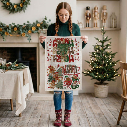 Merry Gingerbread Christmas Kitchen Towel