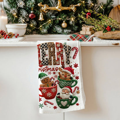 Merry Gingerbread Christmas Kitchen Towel