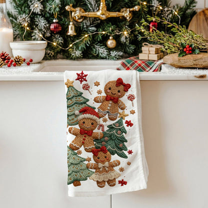 Merry Gingerbread Christmas Kitchen Towel
