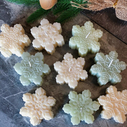 Snowflakes Handmade Candle - Festive Soy Wax Christmas Candle for