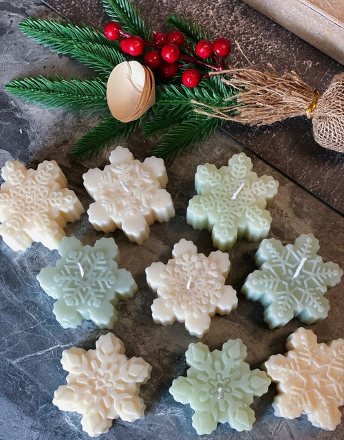 Snowflakes Handmade Candle - Festive Soy Wax Christmas Candle for