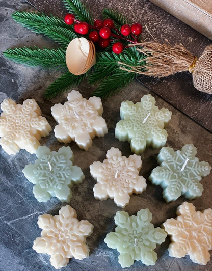 Snowflakes Handmade Candle - Festive Soy Wax Christmas Candle for