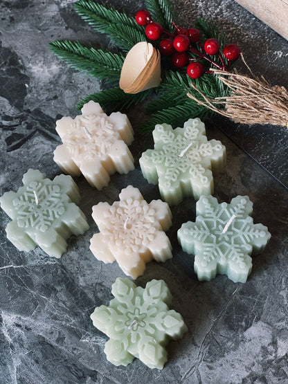 Snowflakes Handmade Candle - Festive Soy Wax Christmas Candle for