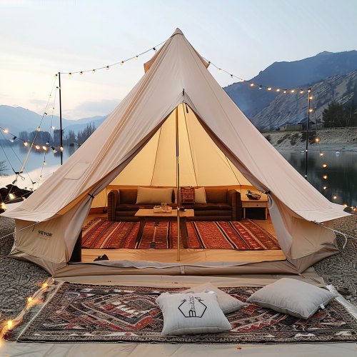 Canvas Bell Tent, 4 Seasons 7 m/22.97 ft Yurt Tent, Canvas Tent for
