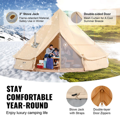Canvas Bell Tent, 4 Seasons 7 m/22.97 ft Yurt Tent, Canvas Tent for