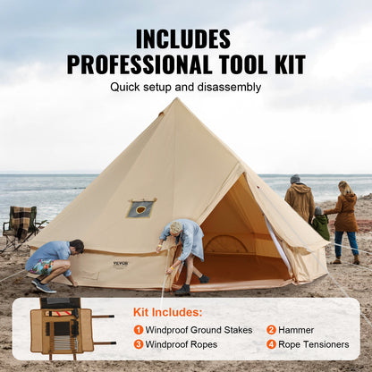Canvas Bell Tent, 4 Seasons 7 m/22.97 ft Yurt Tent, Canvas Tent for