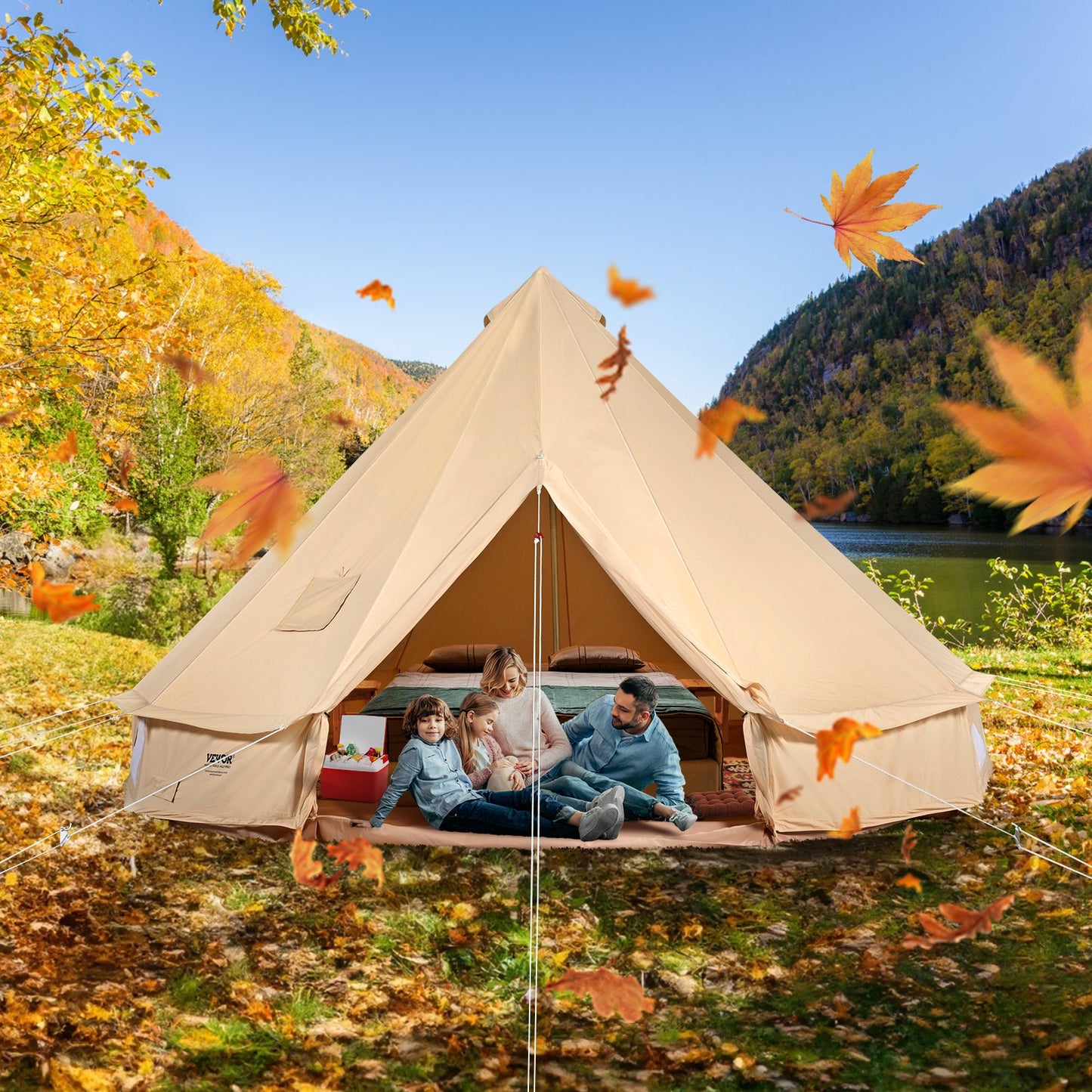 Canvas Bell Tent, 4 Seasons 7 m/22.97 ft Yurt Tent, Canvas Tent for