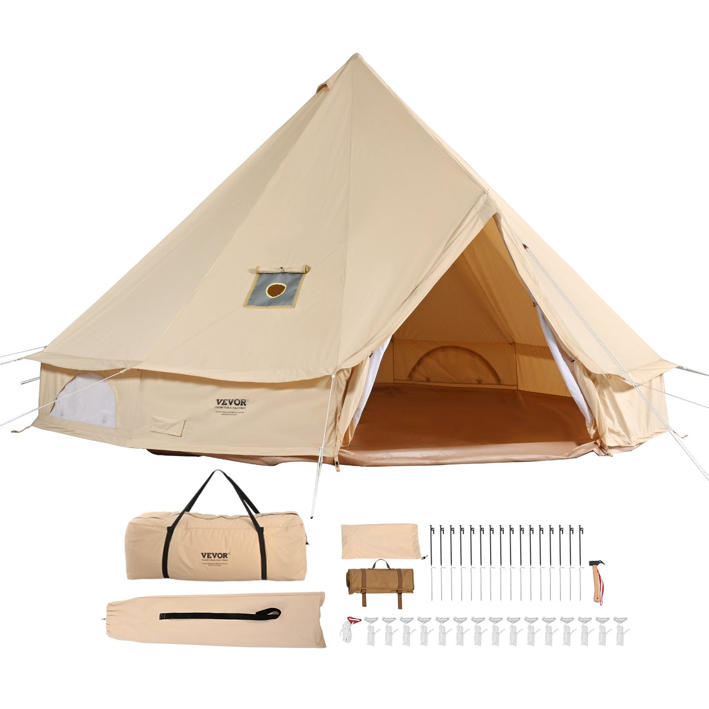 Canvas Bell Tent, 4 Seasons 7 m/22.97 ft Yurt Tent, Canvas Tent for