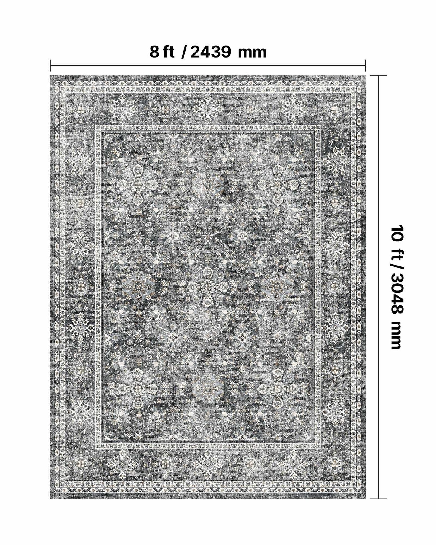 Area Rug, 8 x 10 ft Large Washable Rug, Non-Slip and Tear-Resistant