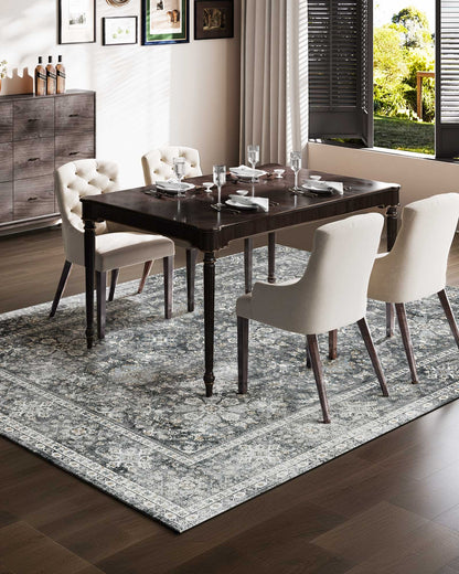 Area Rug, 8 x 10 ft Large Washable Rug, Non-Slip and Tear-Resistant