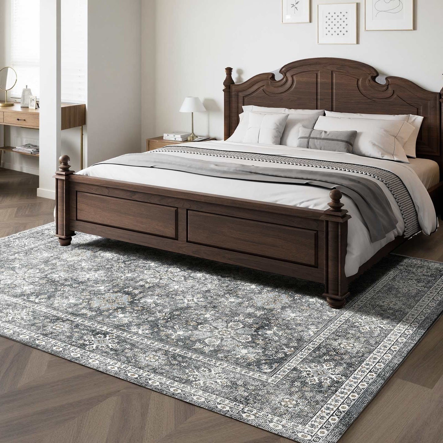 Area Rug, 8 x 10 ft Large Washable Rug, Non-Slip and Tear-Resistant