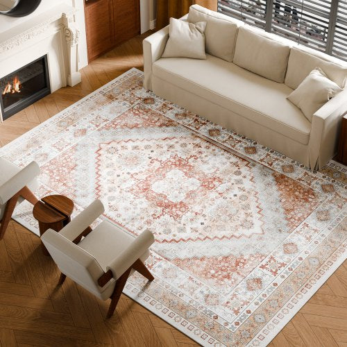 Area Rug, 9 x 12 ft Large Washable Rug, Non-Slip and Tear-Resistant