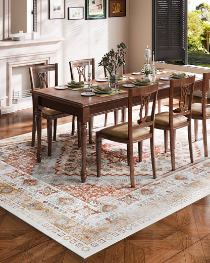 Area Rug, 9 x 12 ft Large Washable Rug, Non-Slip and Tear-Resistant