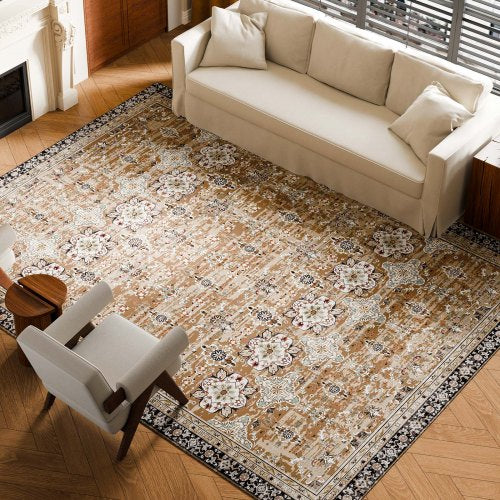 Area Rug, 9 x 12 ft Large Washable Rug, Non-Slip and Tear-Resistant