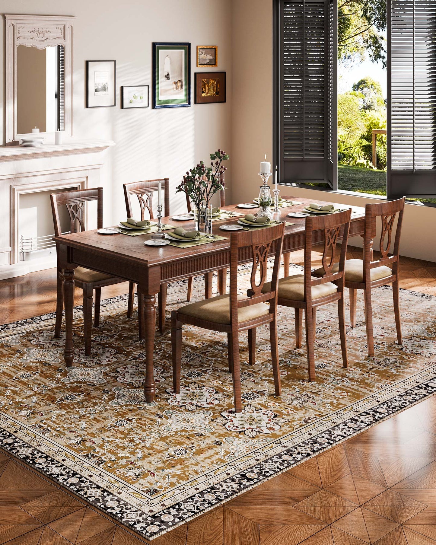 Area Rug, 9 x 12 ft Large Washable Rug, Non-Slip and Tear-Resistant