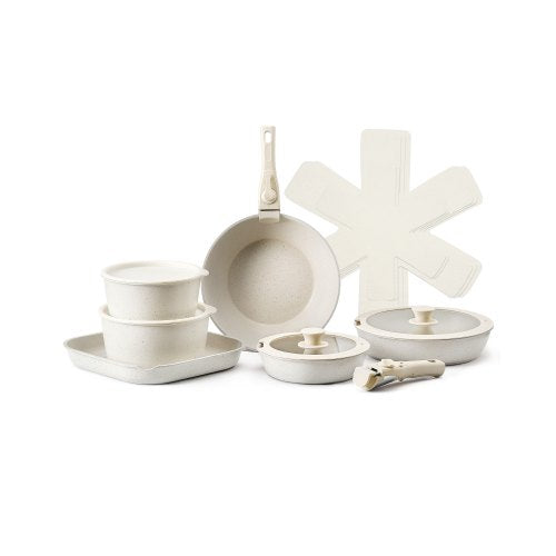 17-Piece Nonstick Cookware Set with Detachable Handles