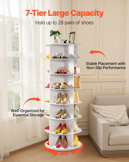 7-Tier Rotating Shoe Rack Tower