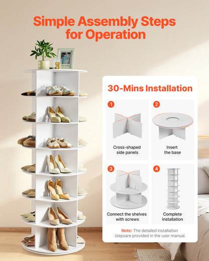 7-Tier Rotating Shoe Rack Tower